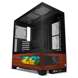 Gabinete Pichau HX750 Ligno, preto, vista frontal e lateral