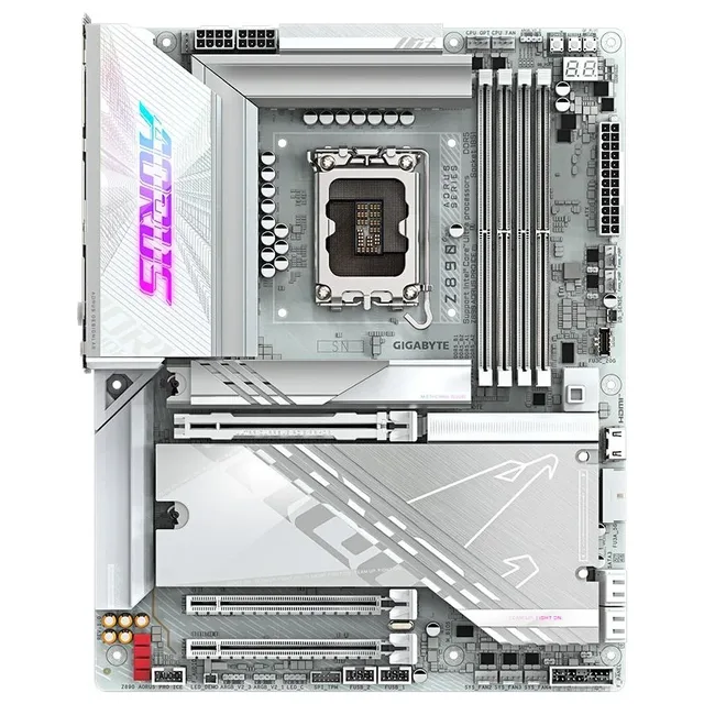 Placa-mãe Gigabyte Z890 AORUS PRO ICE, vista frontal, sem perspectiva