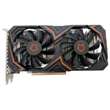 Husky Alpha RX 580, vista frontal das duas ventoinhas, girada 90 graus no sentido anti-horário