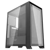 Gabinete Aigo Darkflash DRX70 Glass na cor preto, vista frontal e lateral