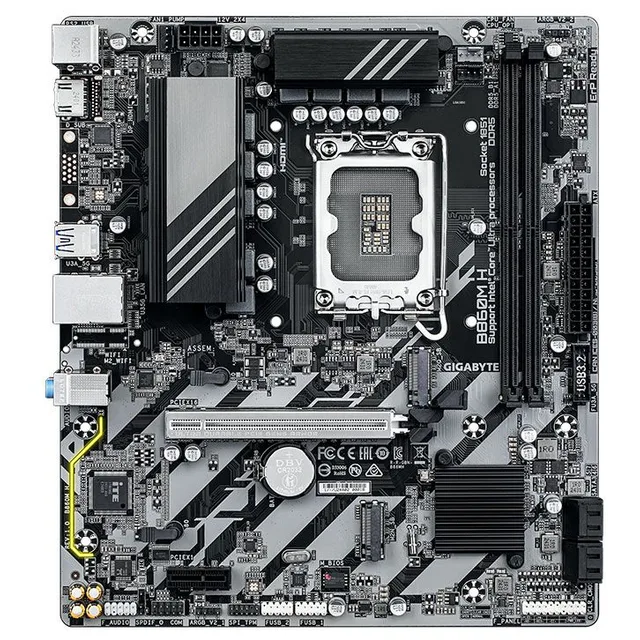Placa-mãe Gigabyte B860M H, vista frontal