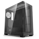 Gabinete Aigo Darkflash DS900 na cor preto, vista frontal e lateral