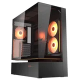 Gabinete Cougar CFV235, preto, vista frontal e lateral