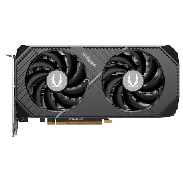Placa de vídeo Zotac GAMING GeForce RTX 5070 Twin Edge OC, 12 GB, vista frontal das ventoinhas