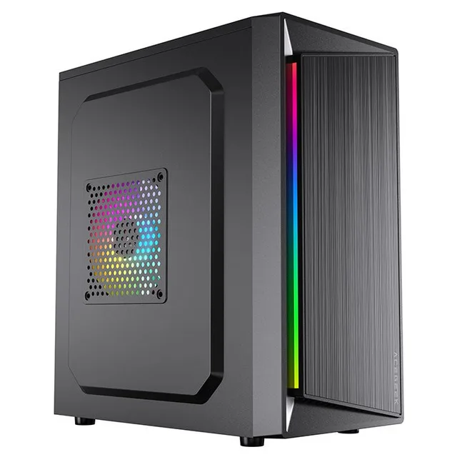 Gabinete Acegeek M003, preto, vista frontal e lateral