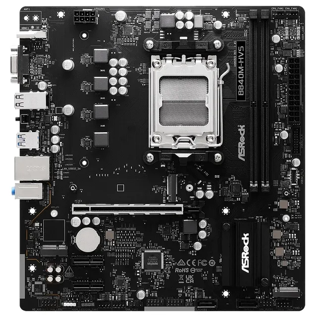 Placa-mãe ASRock B840M-HVS, vista frontal, sem perspectiva