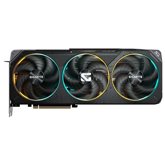 Gigabyte GeForce RTX 5070 GAMING OC 12G, vista frontal das ventoinhas.