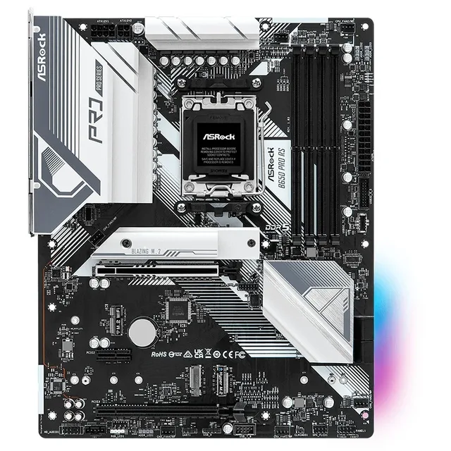 Placa-mãe ASRock B650 Pro RS, vista frontal, sem perspectiva
