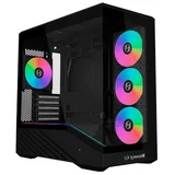 Gabinete Lian Li Vector V100 Mini X Redragon, preto, vista frontal e lateral