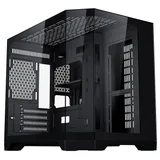 Gabinete Aigo Darkflash FT418 na cor preto, vista frontal e lateral