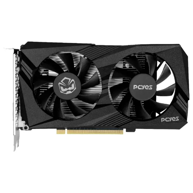 PCYes GeForce RTX 3050 Dual Fan, vista frontal das ventoinhas.