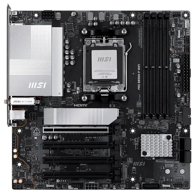 Placa-mãe MSI PRO B850M-P WIFI, vista frontal, sem perspectiva