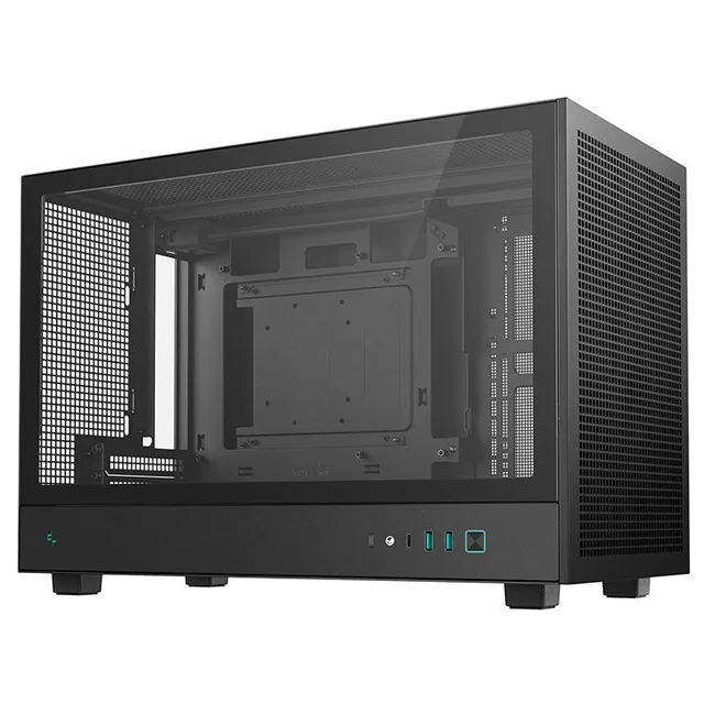 Gabinete DeepCool CH260, preto, vista frontal e lateral