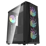 Gabinete Aigo DarkFlash DK352 Mesh na cor preto, vista frontal e lateral