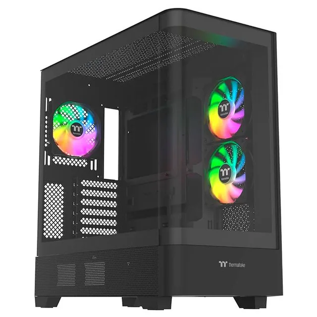 Gabinete Thermaltake View 290 TG, preto, vista frontal e lateral