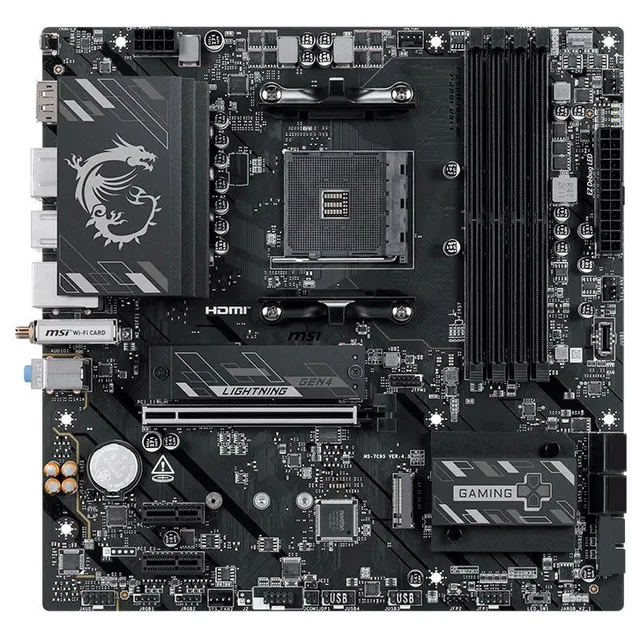 Placa-mãe MSI B550M GAMING PLUS WIFI6E, vista frontal