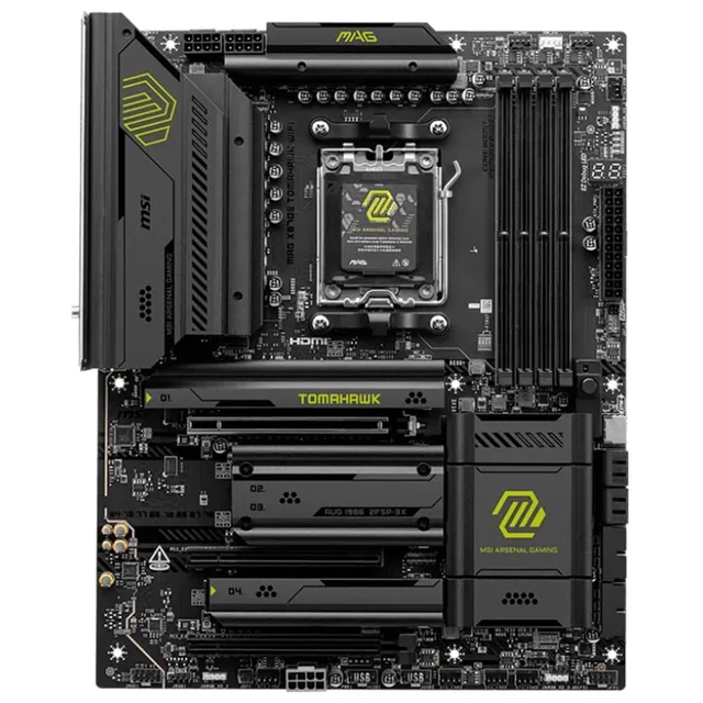 Placa-mãe MSI MAG X870E TOMAHAWK WIFI, vista frontal, sem perspectiva