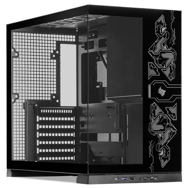 Gabinete Pichau Cypher preto, vista frontal e lateral